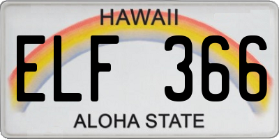 HI license plate ELF366