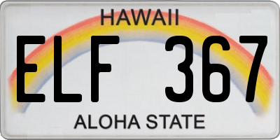 HI license plate ELF367
