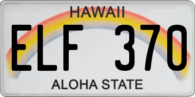 HI license plate ELF370
