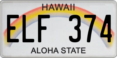 HI license plate ELF374