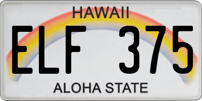 HI license plate ELF375