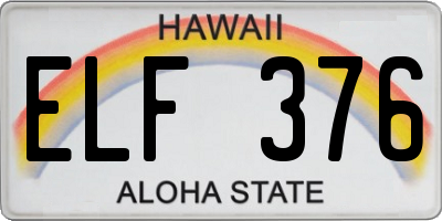 HI license plate ELF376