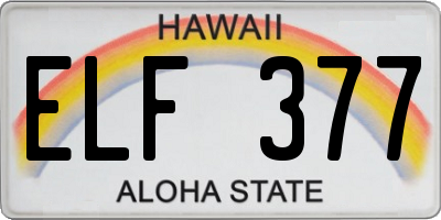 HI license plate ELF377