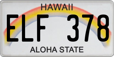 HI license plate ELF378