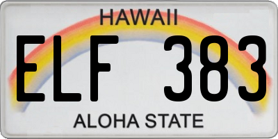 HI license plate ELF383