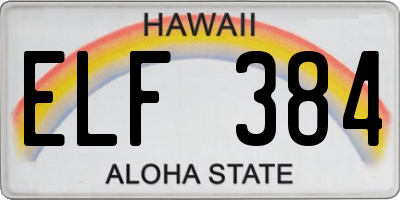 HI license plate ELF384