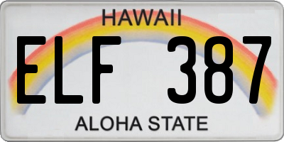 HI license plate ELF387