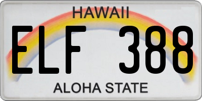 HI license plate ELF388