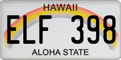 HI license plate ELF398