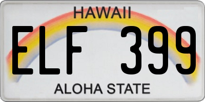 HI license plate ELF399