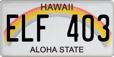 HI license plate ELF403