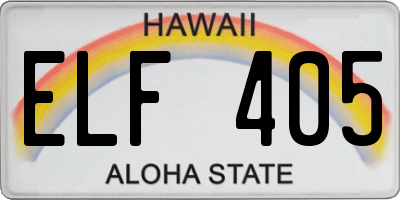 HI license plate ELF405