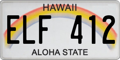 HI license plate ELF412