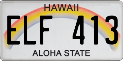 HI license plate ELF413