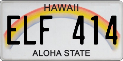 HI license plate ELF414