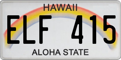 HI license plate ELF415