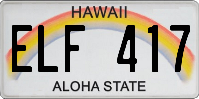 HI license plate ELF417