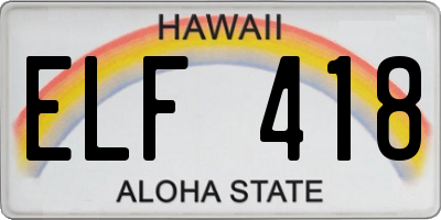 HI license plate ELF418