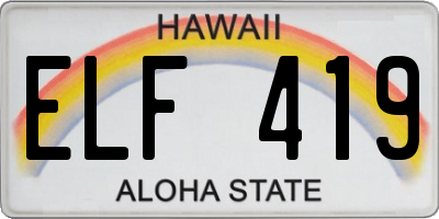 HI license plate ELF419