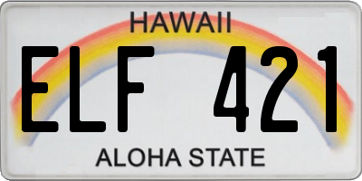 HI license plate ELF421