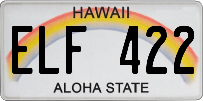 HI license plate ELF422