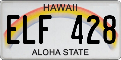 HI license plate ELF428