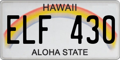 HI license plate ELF430