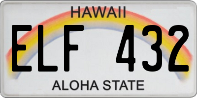 HI license plate ELF432