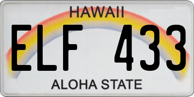 HI license plate ELF433