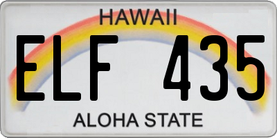 HI license plate ELF435