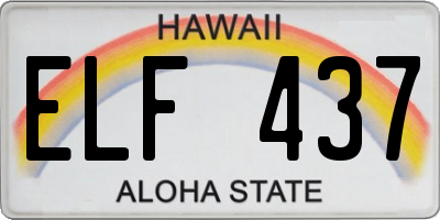HI license plate ELF437