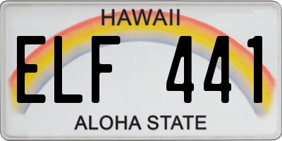 HI license plate ELF441