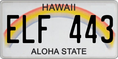 HI license plate ELF443