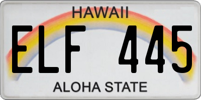 HI license plate ELF445