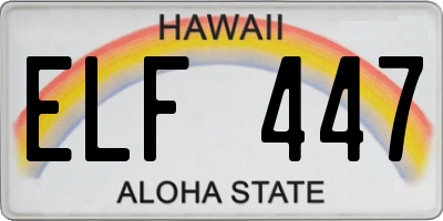 HI license plate ELF447