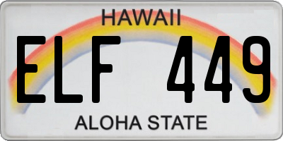 HI license plate ELF449