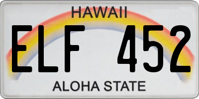 HI license plate ELF452