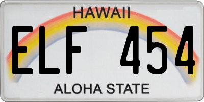 HI license plate ELF454