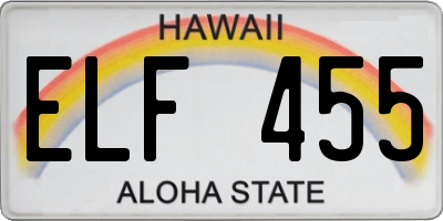 HI license plate ELF455