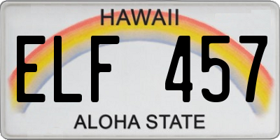 HI license plate ELF457