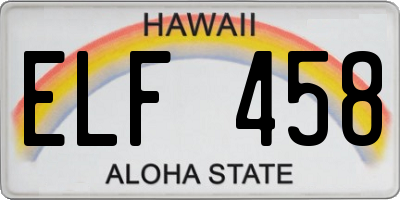 HI license plate ELF458