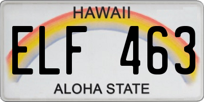 HI license plate ELF463