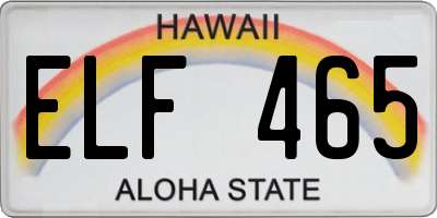 HI license plate ELF465