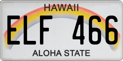 HI license plate ELF466