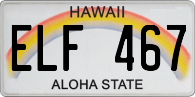 HI license plate ELF467
