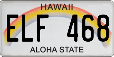 HI license plate ELF468