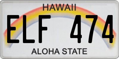 HI license plate ELF474