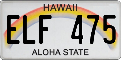 HI license plate ELF475