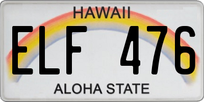 HI license plate ELF476