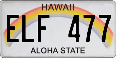 HI license plate ELF477